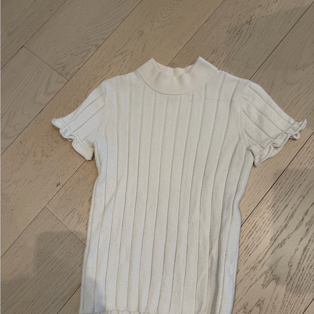 Zara | Ribbed Short-Sleeve Mock Neck Top